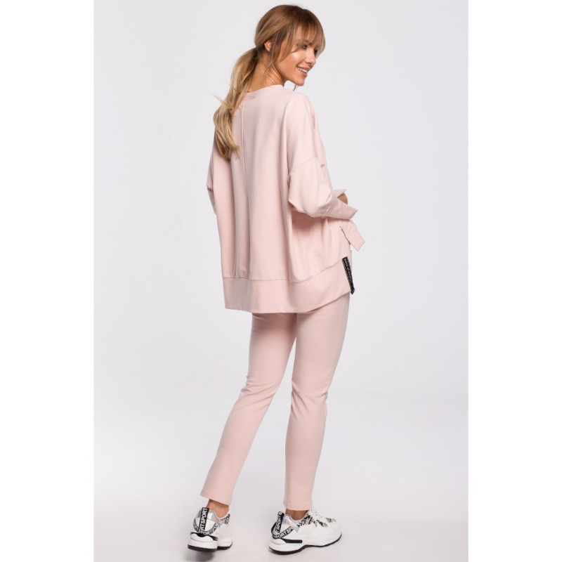 M491 Sweatshirt with slits on sides and leopard stripes - candy pink