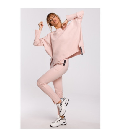 M491 Sweatshirt with slits on sides and leopard stripes - candy pink