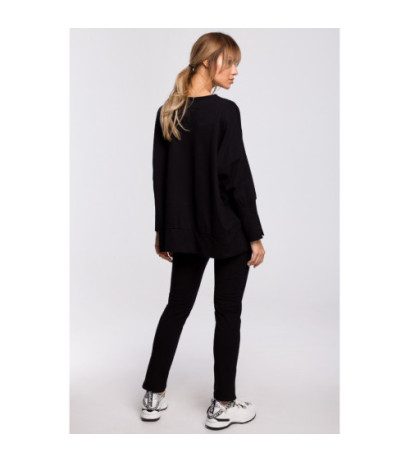 M491 Sweatshirt with side slits and piping - black