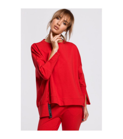 M491 Sweatshirt with slits on sides and stripes - red