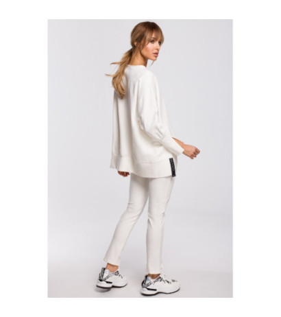 M491 Sweatshirt with side slits and piping - ecru