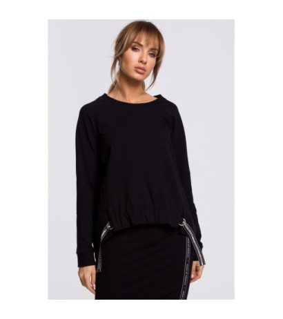 M492 Sweatshirt with buckles and stripes - black