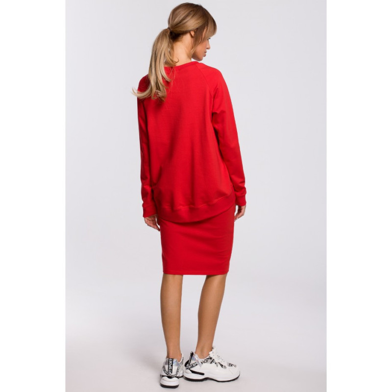 M492 Sweatshirt with buckles and stripes - red