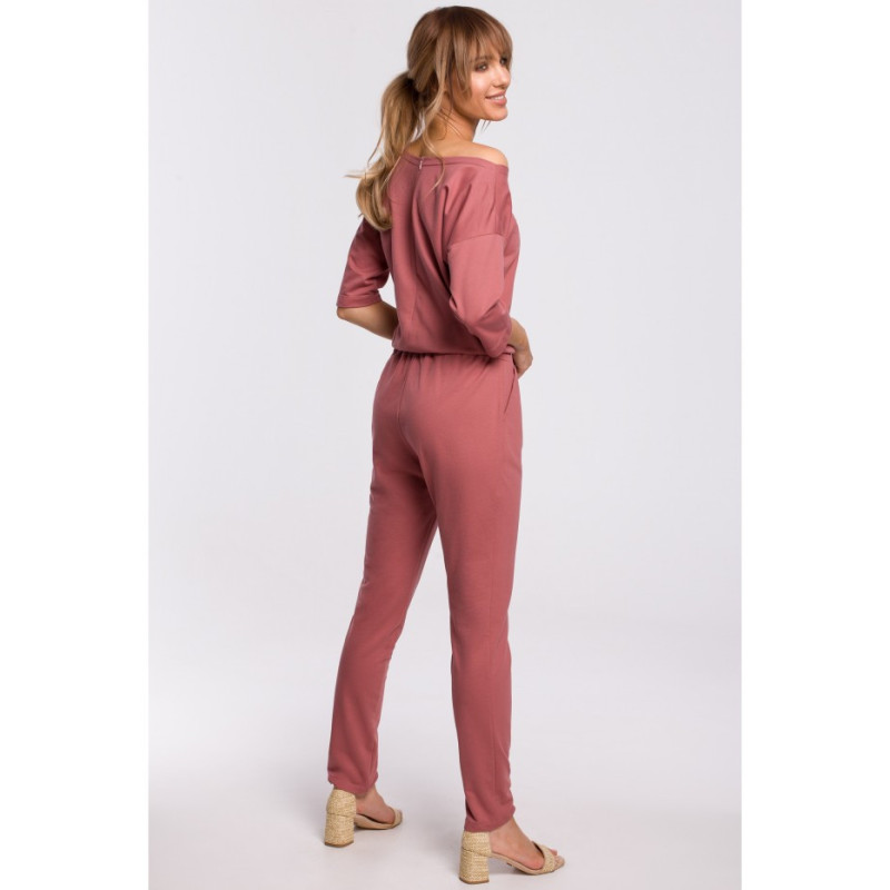 M497 Jumpsuit with bat sleeves - Indian pink