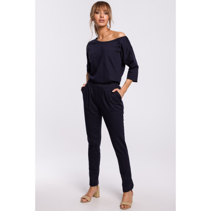 M497 Jumpsuit with bat sleeves - navy blue