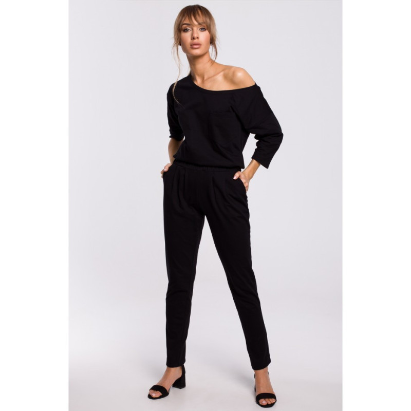 M497 Jumpsuit with bat sleeves - black