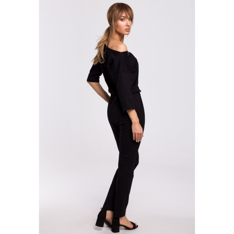 M497 Jumpsuit with bat sleeves - black