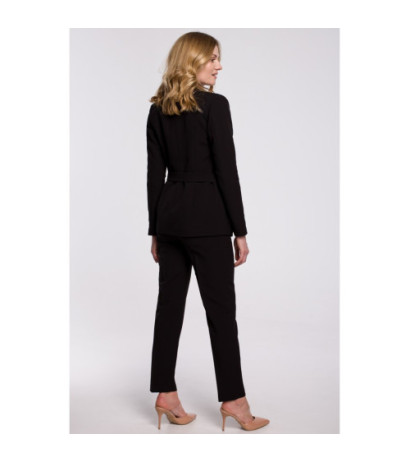 K056 Elegant jacket with side tie - black