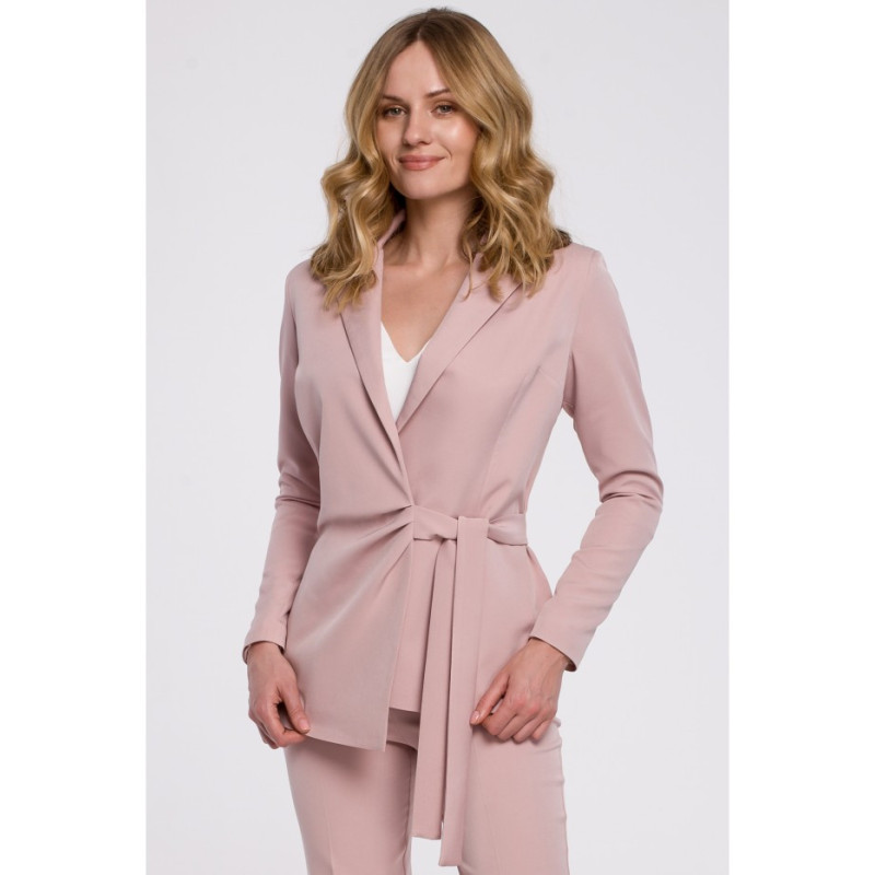 K056 Elegant jacket with side tie - dirty pink