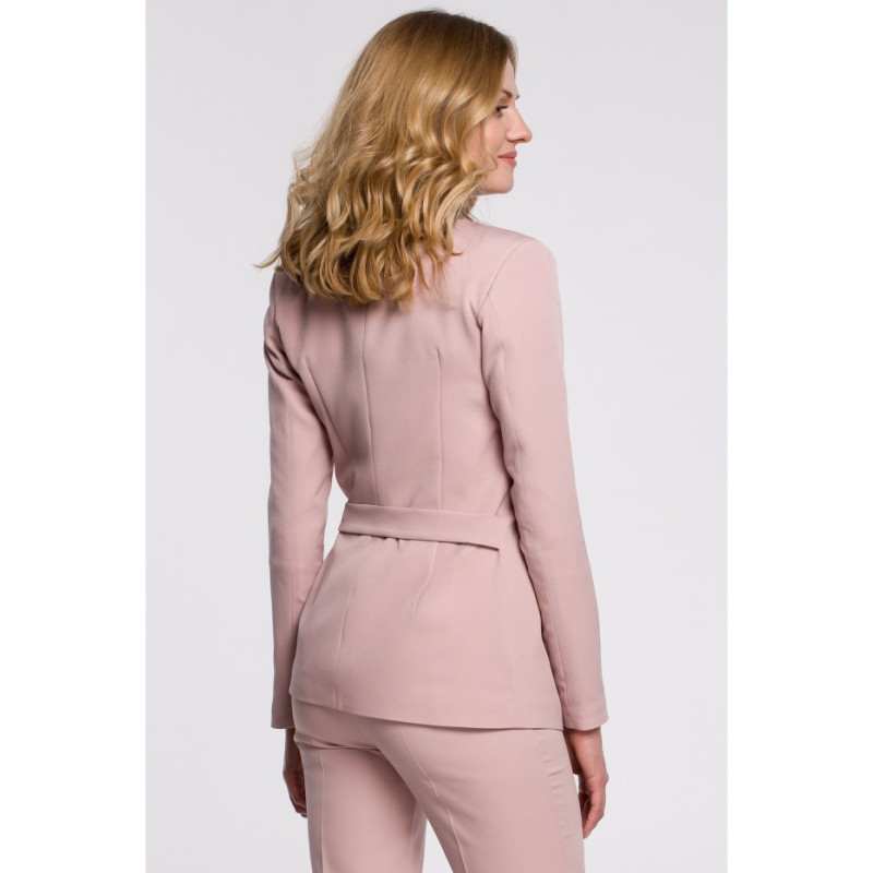 K056 Elegant jacket with side tie - dirty pink