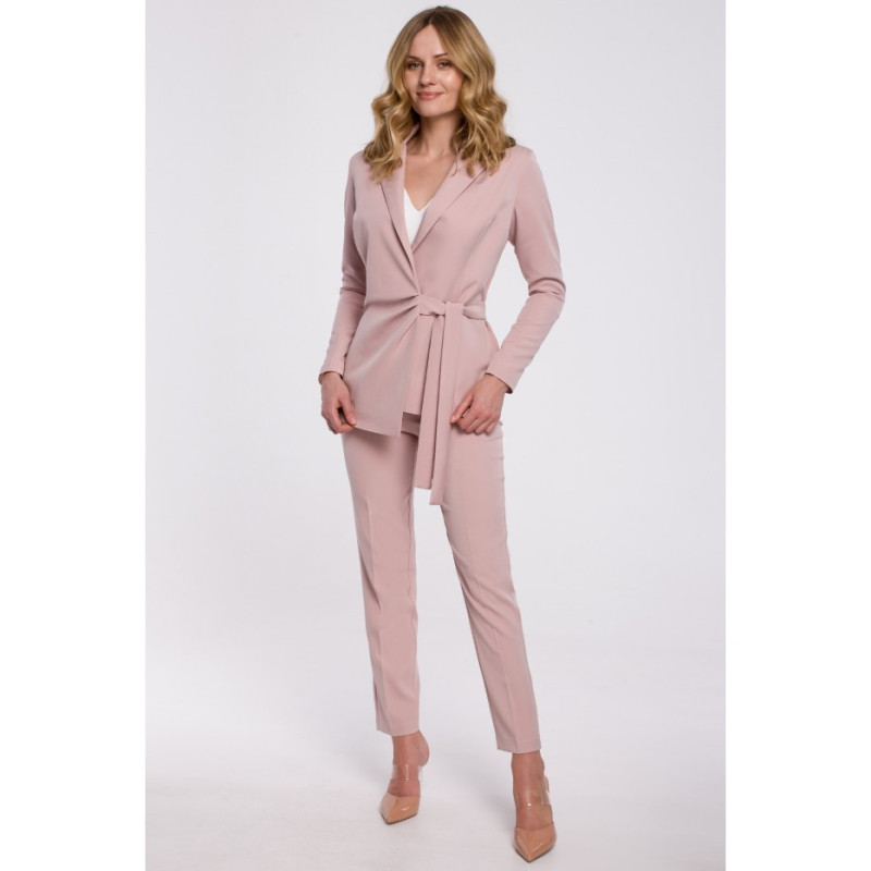 K056 Elegant jacket with side tie - dirty pink