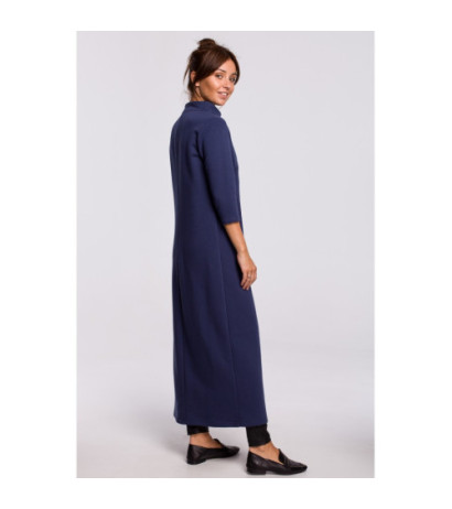 B163 Long tunic with slit - blue