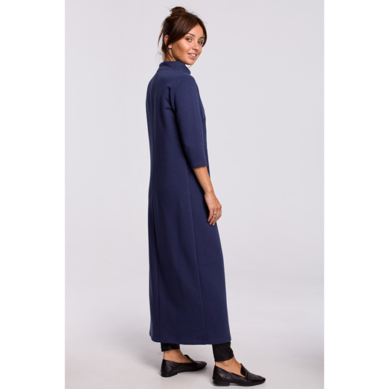 B163 Long tunic with slit - blue