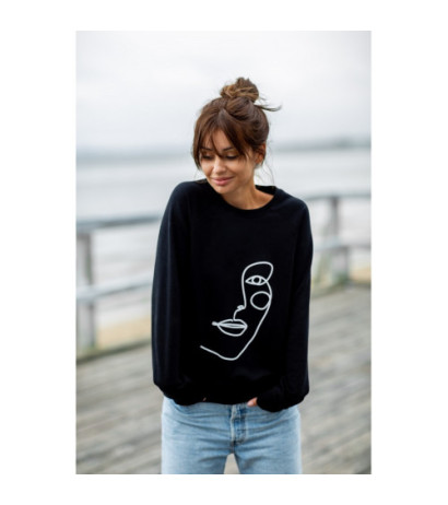 B167 Stylish printed sweatshirt - black