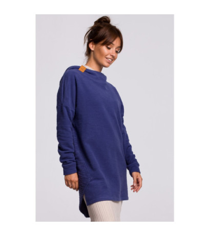 B176 Asymmetrical hooded sweatshirt - indigo