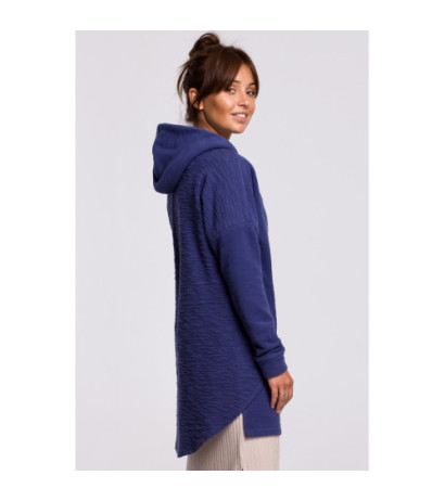 B176 Asymmetrical hooded sweatshirt - indigo