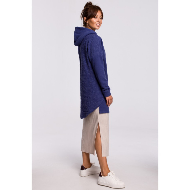 B176 Asymmetrical hooded sweatshirt - indigo