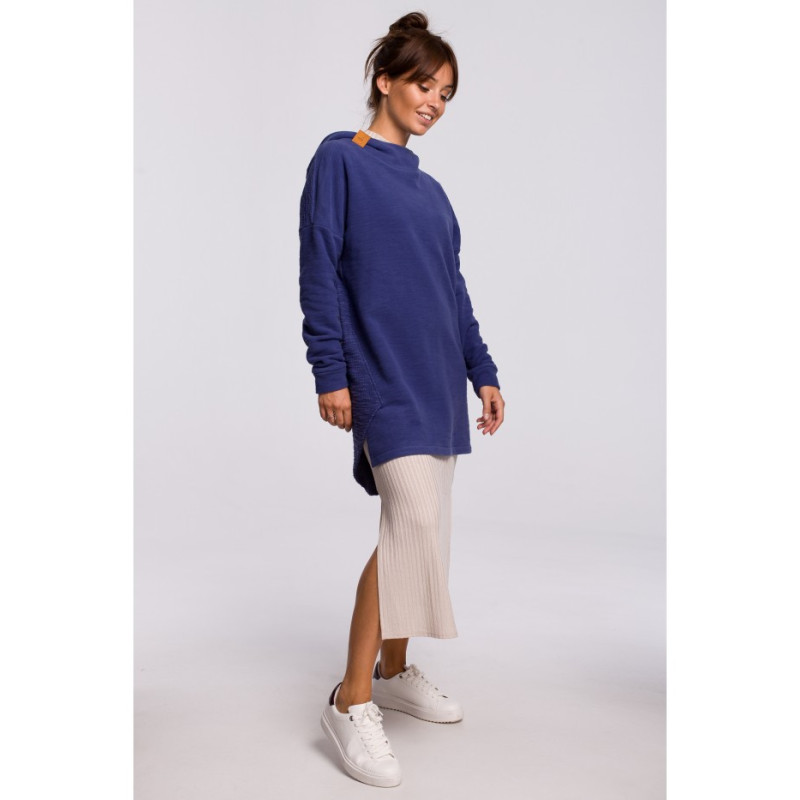 B176 Asymmetrical hooded sweatshirt - indigo