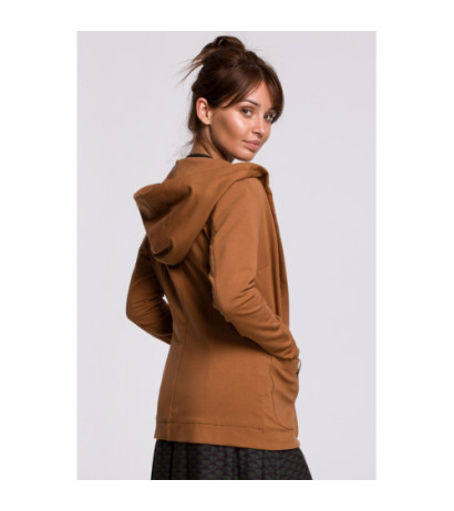 B180 Straight unbuttoned jacket with hood - caramel