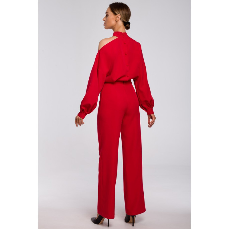 M528 Jumpsuit puhvriga varrukatega - punane