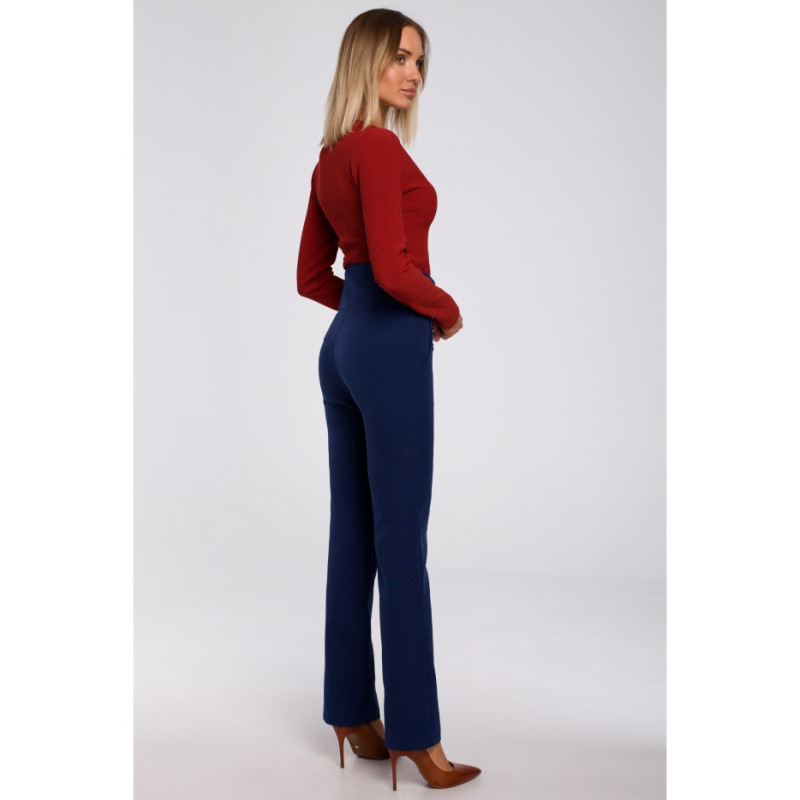 M530 High-waisted pants with decorative press-studs - navy blue