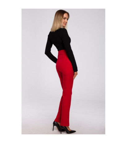 M530 High-waisted pants with decorative press-studs - red