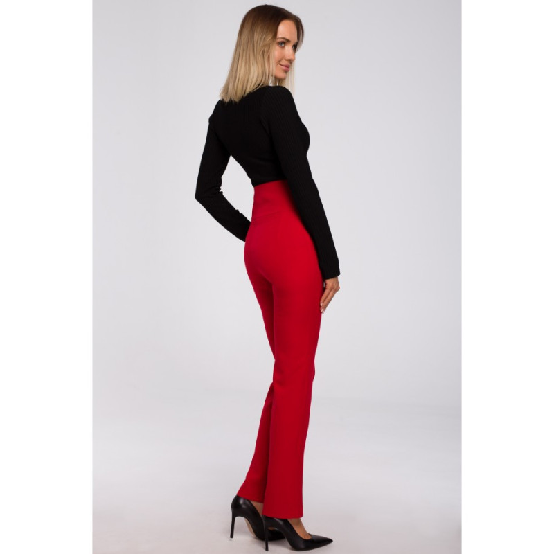 M530 High-waisted pants with decorative press-studs - red