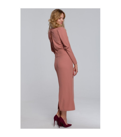 K079 Midi dress with high cuffs - rose