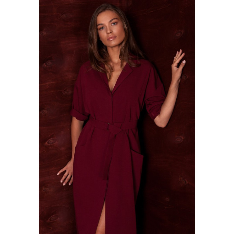 S230 Dress with large pockets - maroon