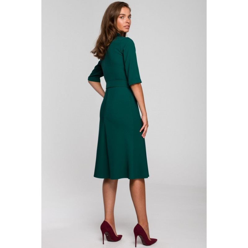 S231 Dress with collar and front zipper - green