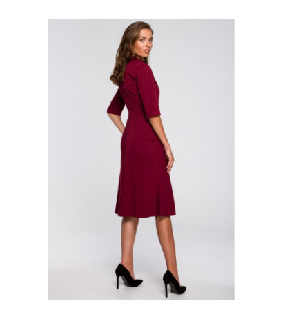 S231 Dress with collar and front zipper - maroon