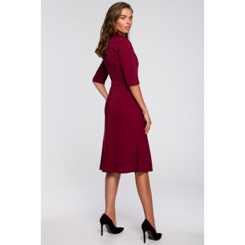 S231 Dress with collar and front zipper - maroon