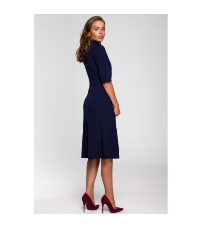 S231 Dress with collar and front zip - navy blue