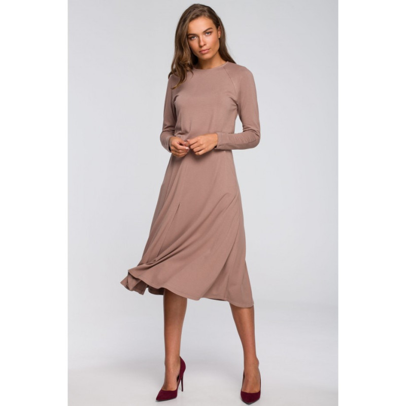 S234 Dress with flared bottom - cappuccino