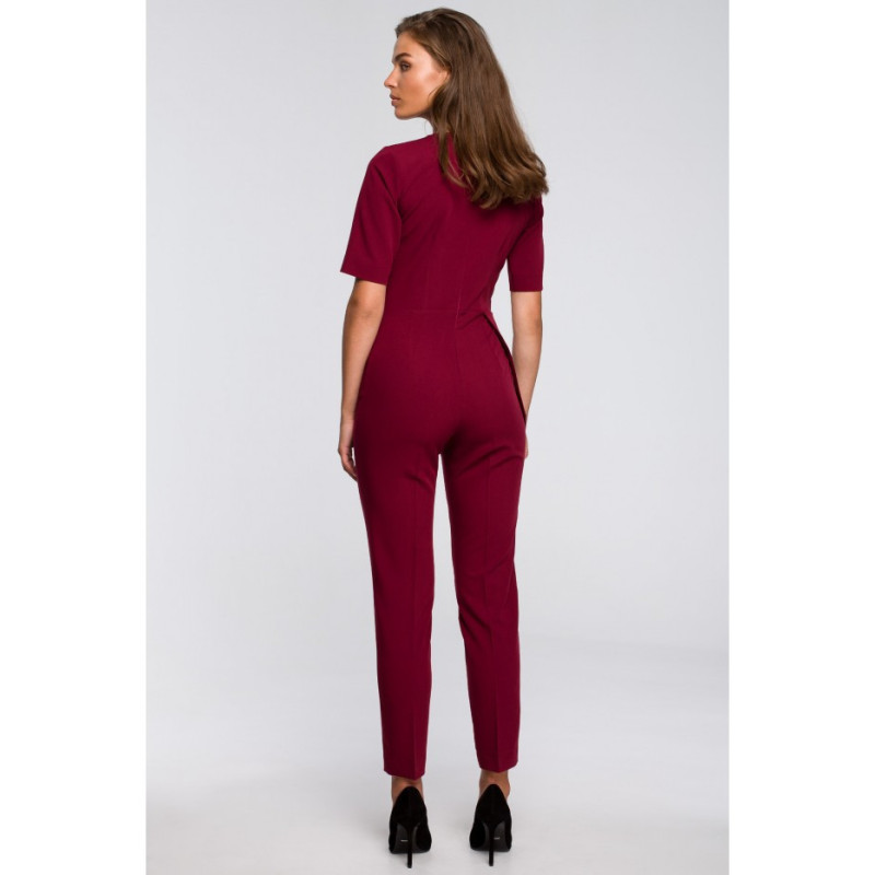 S241 Double front jumpsuit - maroon