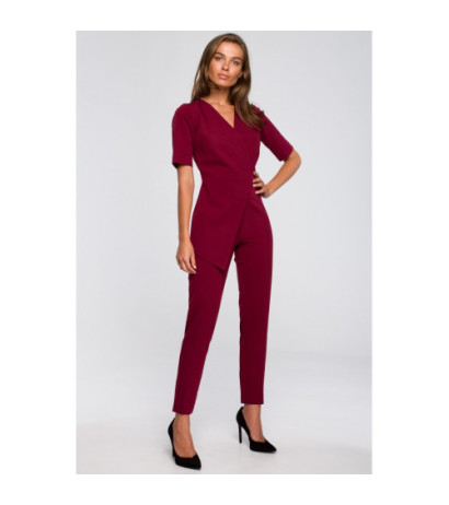 S241 Double front jumpsuit - maroon