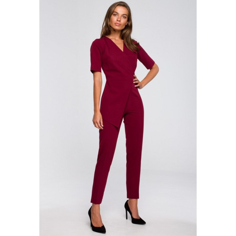 S241 Double front jumpsuit - maroon