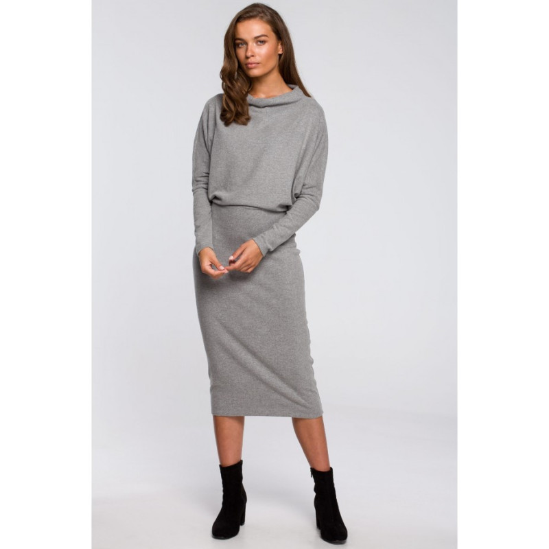 S245 Dress with draped neckline - gray