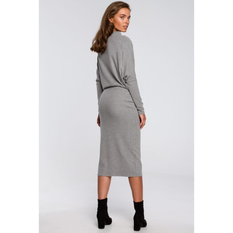 S245 Dress with draped neckline - gray