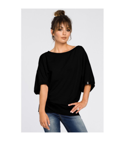 B048 Oversize blouse with kimono sleeves - black