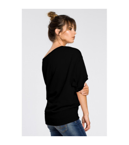 B048 Oversize blouse with kimono sleeves - black