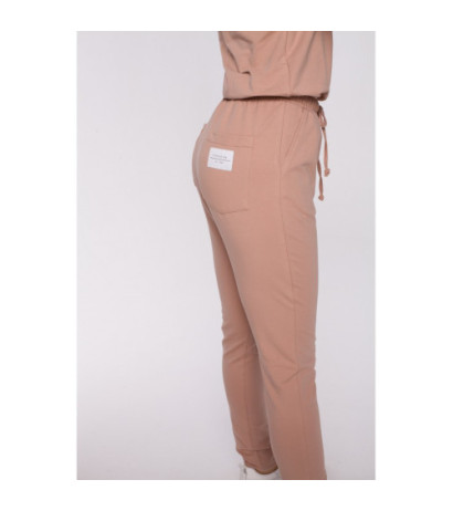 M583 Jumpsuit with Pocket and Decorative Patch - mocha