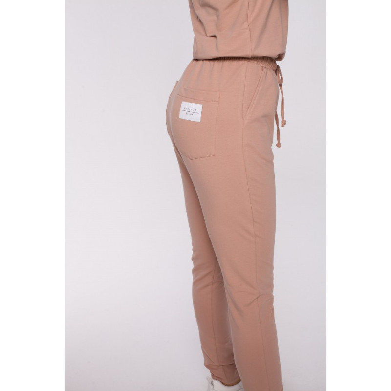 M583 Jumpsuit with Pocket and Decorative Patch - mocha