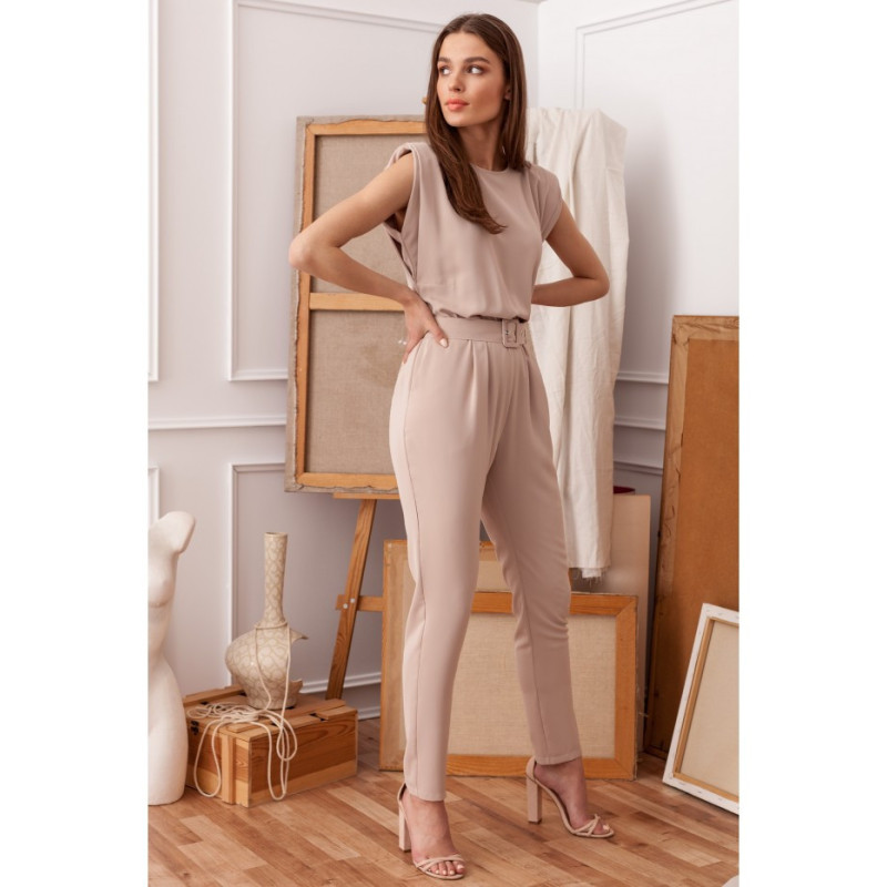 S259 Jumpsuit with shoulder pads - beige