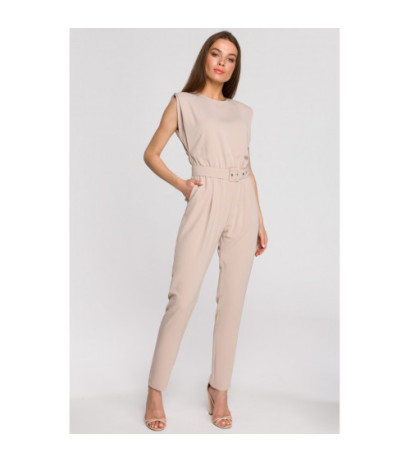 S259 Jumpsuit with shoulder pads - beige