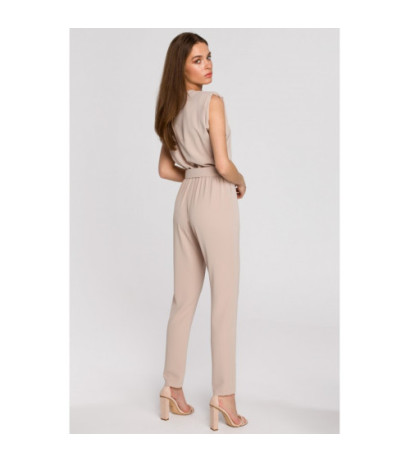 S259 Jumpsuit with shoulder pads - beige