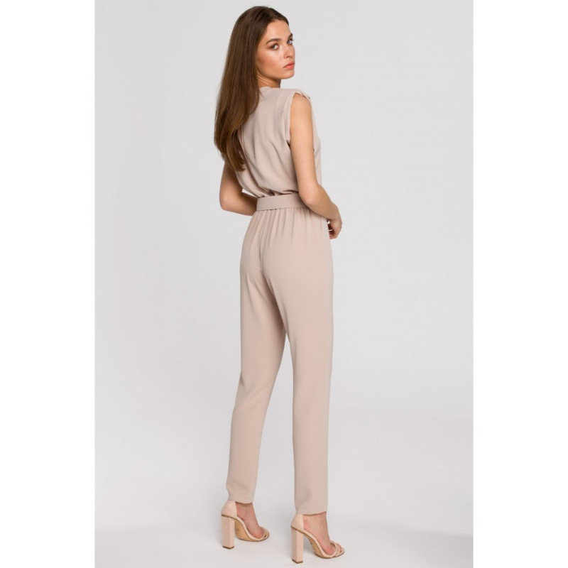 S259 Jumpsuit with shoulder pads - beige