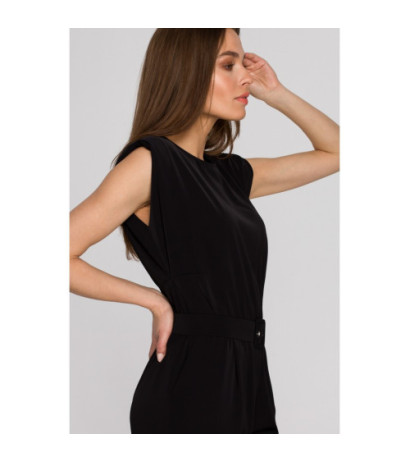 S259 Jumpsuit with shoulder pads - black