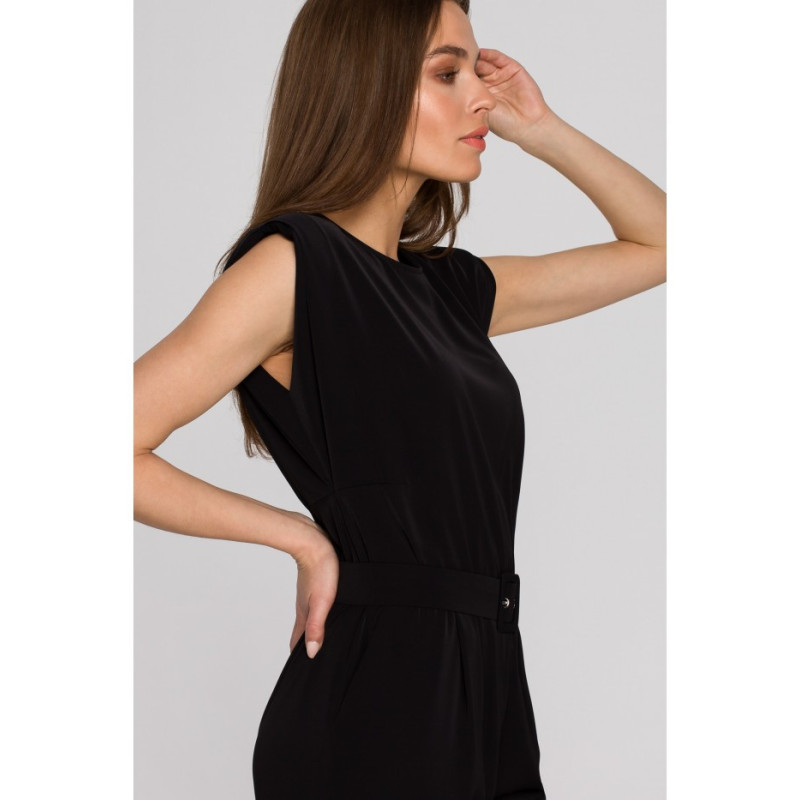 S259 Jumpsuit with shoulder pads - black