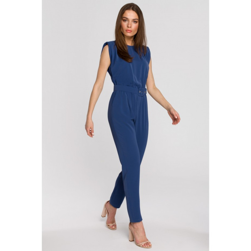 S259 Jumpsuit with shoulder pads - blue